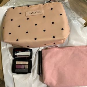 🆕new Lancome Clarins makeup pouch with mini eyeshadow and mascara